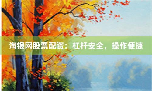 淘银网股票配资：杠杆安全，操作便捷